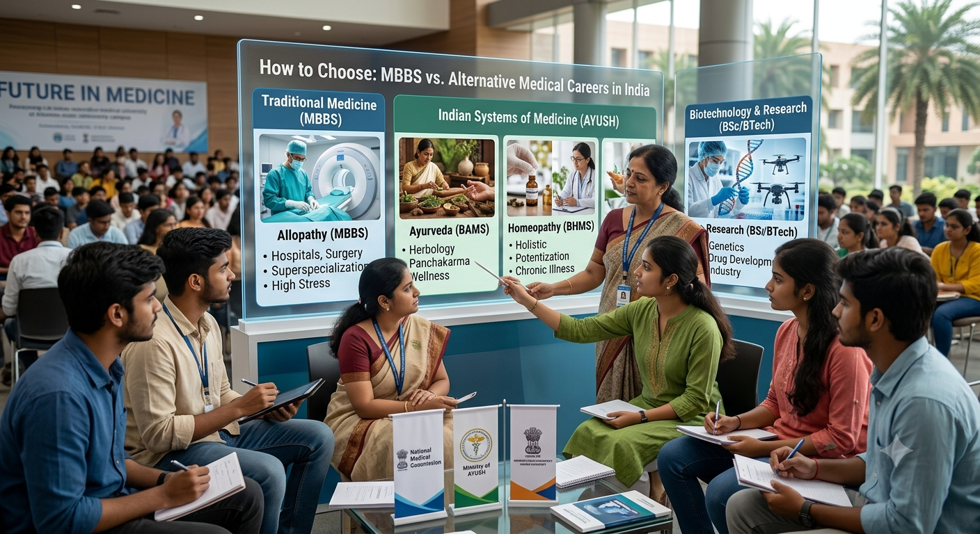 How to Choose Between MBBS and Alternative Medical Careers (BAMS, BHMS, and Biotech)