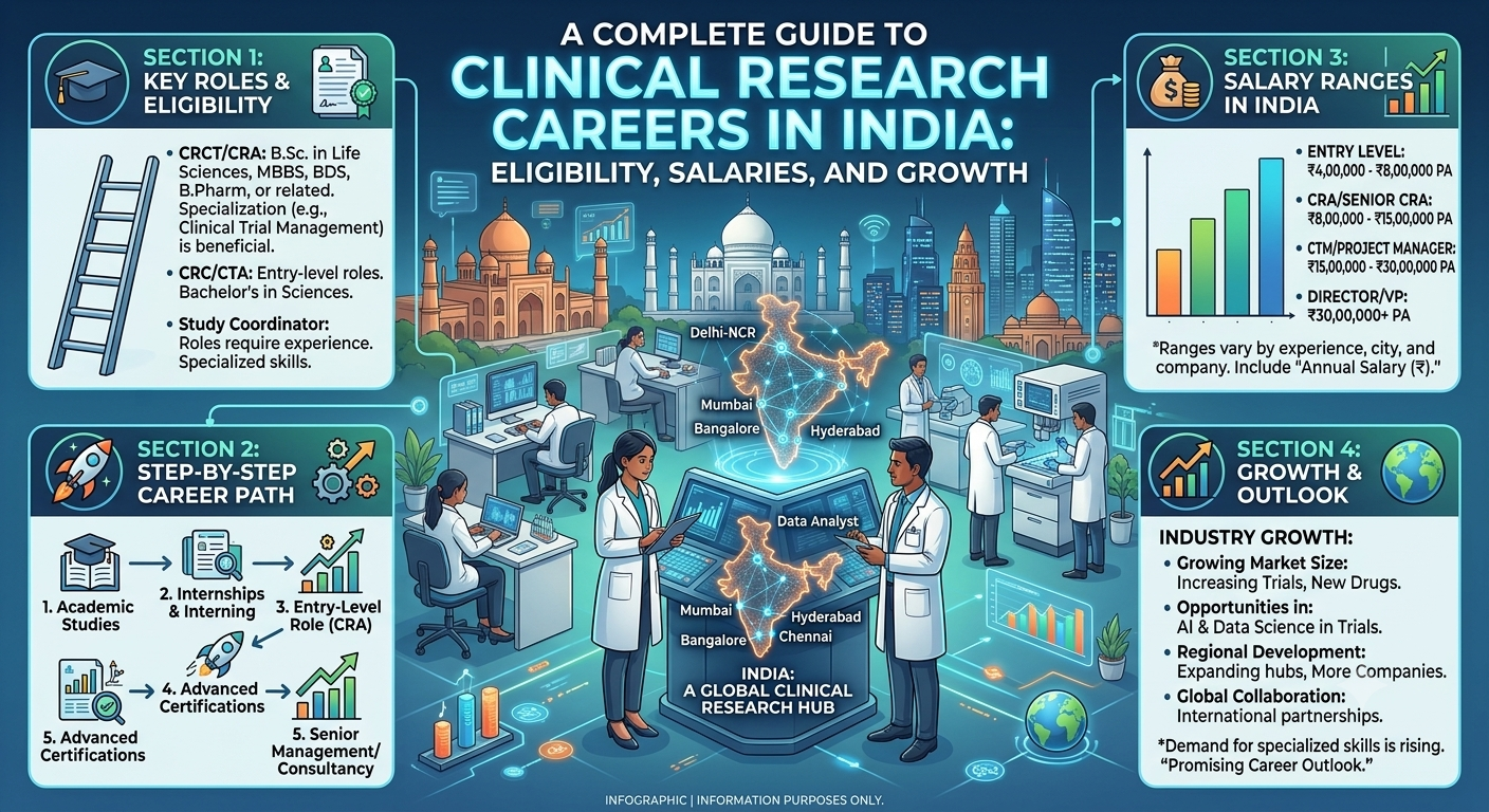 A Complete Guide to Clinical Research Careers in India: Eligibility, Salaries, and Growth